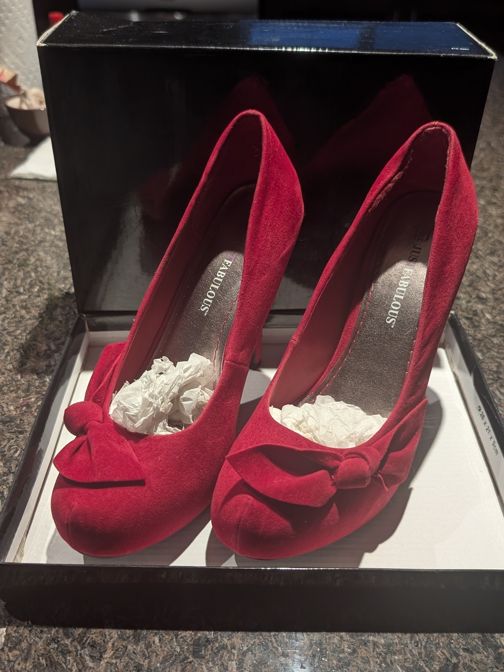 Red Bow Suede Pumps - Women Shoes